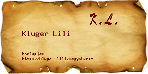 Kluger Lili névjegykártya